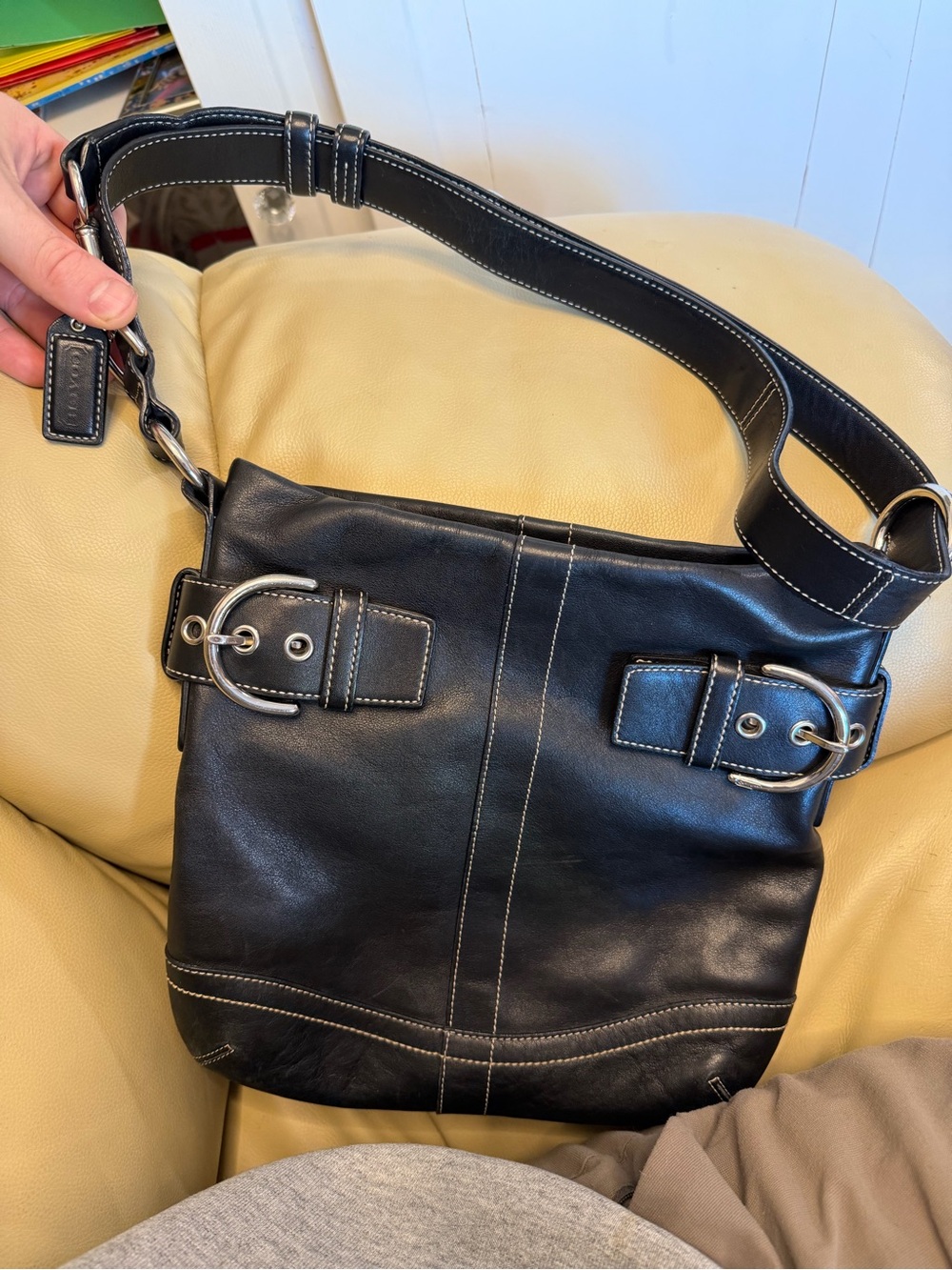 Coach Black Leather Soho Slim Duffle Shoulder Bag Vintage 2005 1452